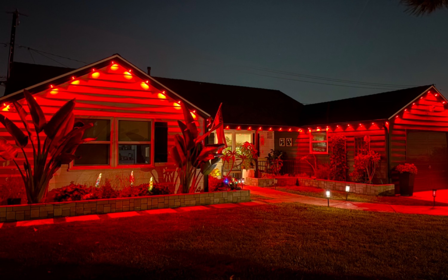 Full red LED lighting installation